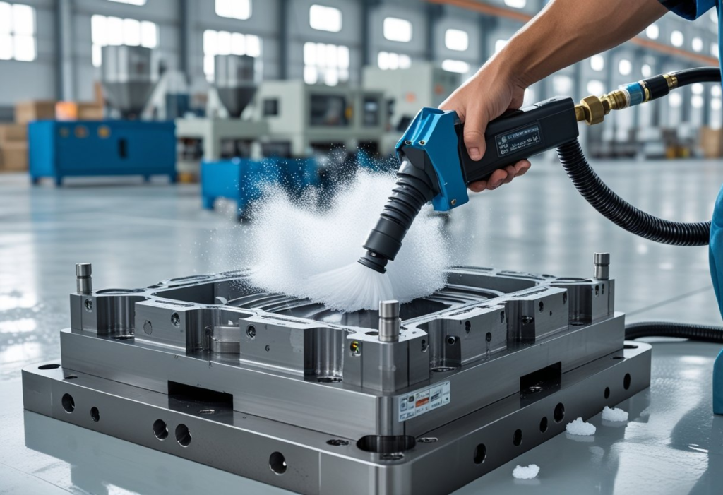 Plastic Mold Cleaning with Dry Ice Blasting in Manufacturing